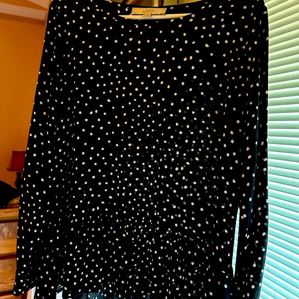 Loft long sleeve polka dot shirt
